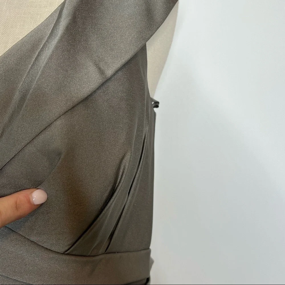 La Femme dress 25206 Pewter surplice off the shoulder column Gown 12 - Picture 6 of 9